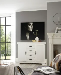 OTTO home Sideboard »Royal, eleganter Schrank, Kommode, Stauraumelement im Landhausstil« dekorative Rahmenoptik, Metallgriffe, viel Stauraum, 128 cm breit