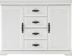 OTTO home Sideboard »Royal, eleganter Schrank, Kommode, Stauraumelement im Landhausstil« dekorative Rahmenoptik, Metallgriffe, viel Stauraum, 128 cm breit