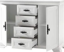 OTTO home Sideboard »Royal, eleganter Schrank, Kommode, Stauraumelement im Landhausstil« dekorative Rahmenoptik, Metallgriffe, viel Stauraum, 128 cm breit