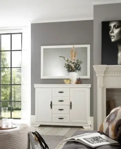 OTTO home Sideboard »Royal, eleganter Schrank, Kommode, Stauraumelement im Landhausstil« dekorative Rahmenoptik, Metallgriffe, viel Stauraum, 128 cm breit