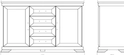 OTTO home Sideboard »Royal, eleganter Schrank, Kommode, Stauraumelement im Landhausstil« dekorative Rahmenoptik, Metallgriffe, viel Stauraum, 128 cm breit