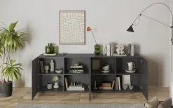 OTTO home Sideboard »Snake, Kommode, Anrichte, Stauraummöbel Breite 241 cm, Siebdruck-Front« moderne Wohnmöbel, 4 Türen, viel Stauraum, stilvoll und funktional