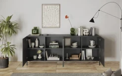 OTTO home Sideboard »Snake, Kommode, Anrichte, Stauraummöbel Breite 241 cm, Siebdruck-Front« moderne Wohnmöbel, 4 Türen, viel Stauraum, stilvoll und funktional