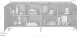 OTTO home Sideboard »Snake, Kommode, Anrichte, Stauraummöbel Breite 241 cm, Siebdruck-Front« moderne Wohnmöbel, 4 Türen, viel Stauraum, stilvoll und funktional