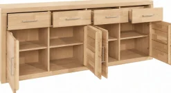 OTTO home Sideboard »Trondheim,200 cm breit,42 cm tief, Fronten Holzmassiv, Metallgriffe« Korpus aus Holzwerkstoff,4 Türen, 4 Schubladen, insgesamt 8 Fächer