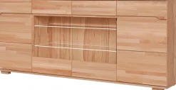 OTTO home Sideboard »VETRO Teilmassiv, Fronten Massivholz, Wohnzimmer, Stauraum,Griffmulde« B/T/H:199/40/85cm, 2 Schubladen, 7Fächer