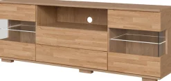 OTTO home Sideboard »VETRO Teilmassiv, Fronten Massivholz, Wohnzimmer, Stauraum,Griffmulde« B/T/H:180/40/63cm, 2Schubladen, 4 geschlossene & 2 offene Fächer