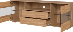 OTTO home Sideboard »VETRO Teilmassiv, Fronten Massivholz, Wohnzimmer, Stauraum,Griffmulde« B/T/H:180/40/63cm, 2Schubladen, 4 geschlossene & 2 offene Fächer