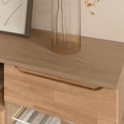 OTTO home Sideboard »VETRO Teilmassiv, Fronten Massivholz, Wohnzimmer, Stauraum,Griffmulde« B/T/H:180/40/63cm, 2Schubladen, 4 geschlossene & 2 offene Fächer