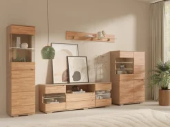 OTTO home Sideboard »VETRO Teilmassiv, Fronten Massivholz, Wohnzimmer, Stauraum,Griffmulde« B/T/H:180/40/63cm, 2Schubladen, 4 geschlossene & 2 offene Fächer