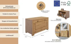 OTTO home Sitzbank »Gotland inkl. Schuhtrommel für ca. 6-9 Paar Schuhe« aus massiver Kiefer, FSC®-zertifiziert, Breite 85 cm