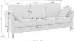 OTTO home 3-Sitzer »Arellano, Breite 217 cm« klassisches Design, 2 Zierkissen inklusive, Webstoff fein