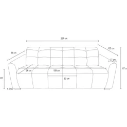 OTTO home 3-Sitzer »CAARLA Cord, Sofa, 224 cm, man. oder elektr. Relaxfunktion (USB-A/C)« mit USB-A und USB-C bei elektrischer Ausführung, Kopfteilverstellung