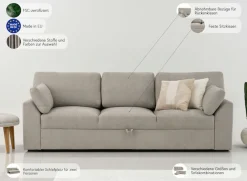 OTTO home 3-Sitzer »Citry« Breite 233 cm, Chenille, mit Bettfunktion, Liegefläche 144x190 cm
