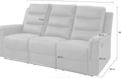 OTTO home 3-Sitzer »Cliff mit 2 Relaxfunktionen, extra bequem, B:198cm, Kinosofa« Federkern und Becherhaltern in klappbarer Mittelkonsole