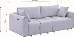 OTTO home 2,5-Sitzer »ELIANN , 209 cm - elektrisches Schlafsofa« mit USB A/C-Anschluss. Federkern, Webstoff