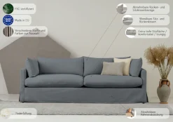 OTTO home 3-Sitzer »Joucas, Hussensofa, Breite 244 cm« extra tiefe Sitzfläche, mit Faserball-Füllung für mehr Sitzkomfort