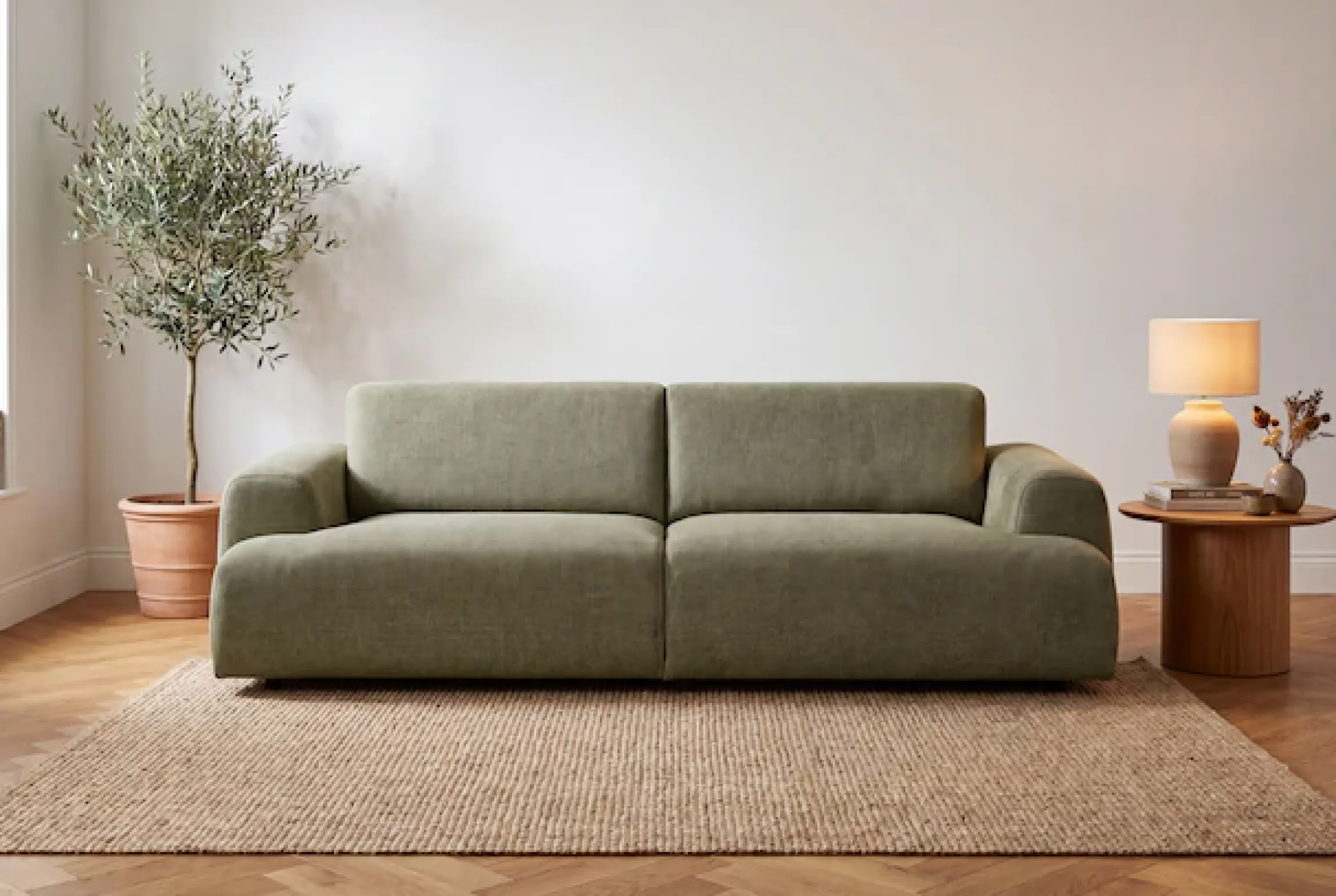 OTTO home 3-Sitzer »Linkka, Breite 237 cm« in einem weichen Chenille-Stoff, mit Wellenunterfederung