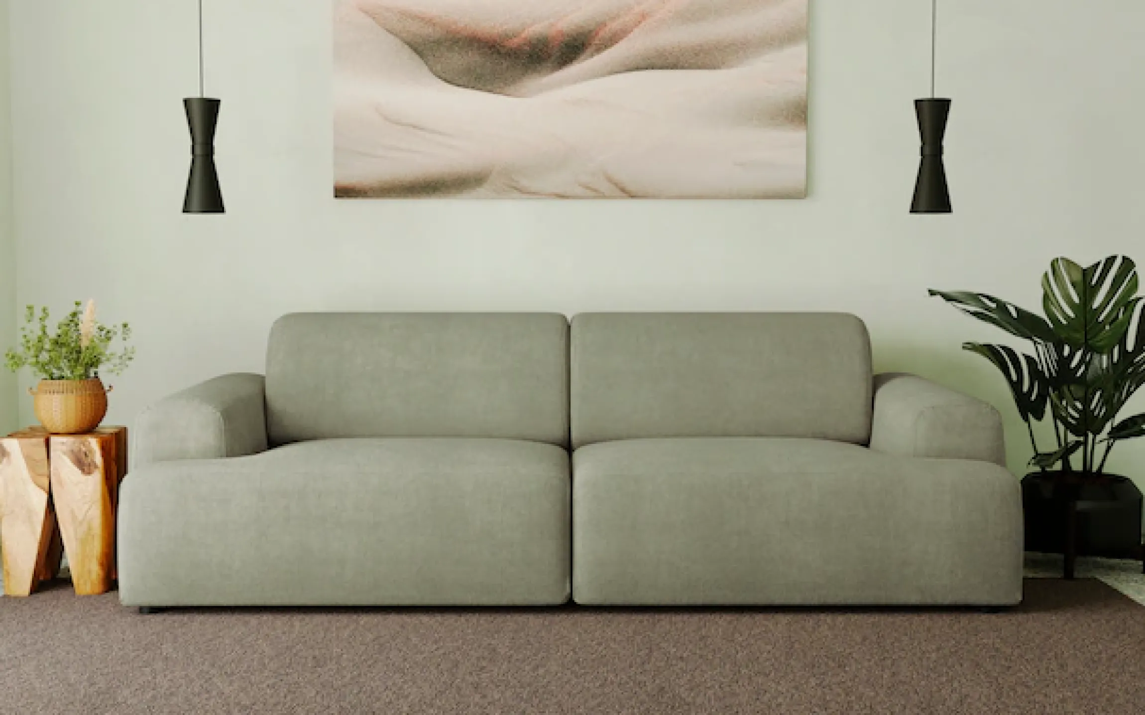 OTTO home 3-Sitzer »Linkka, Breite 237 cm« in einem weichen Chenille-Stoff, mit Wellenunterfederung