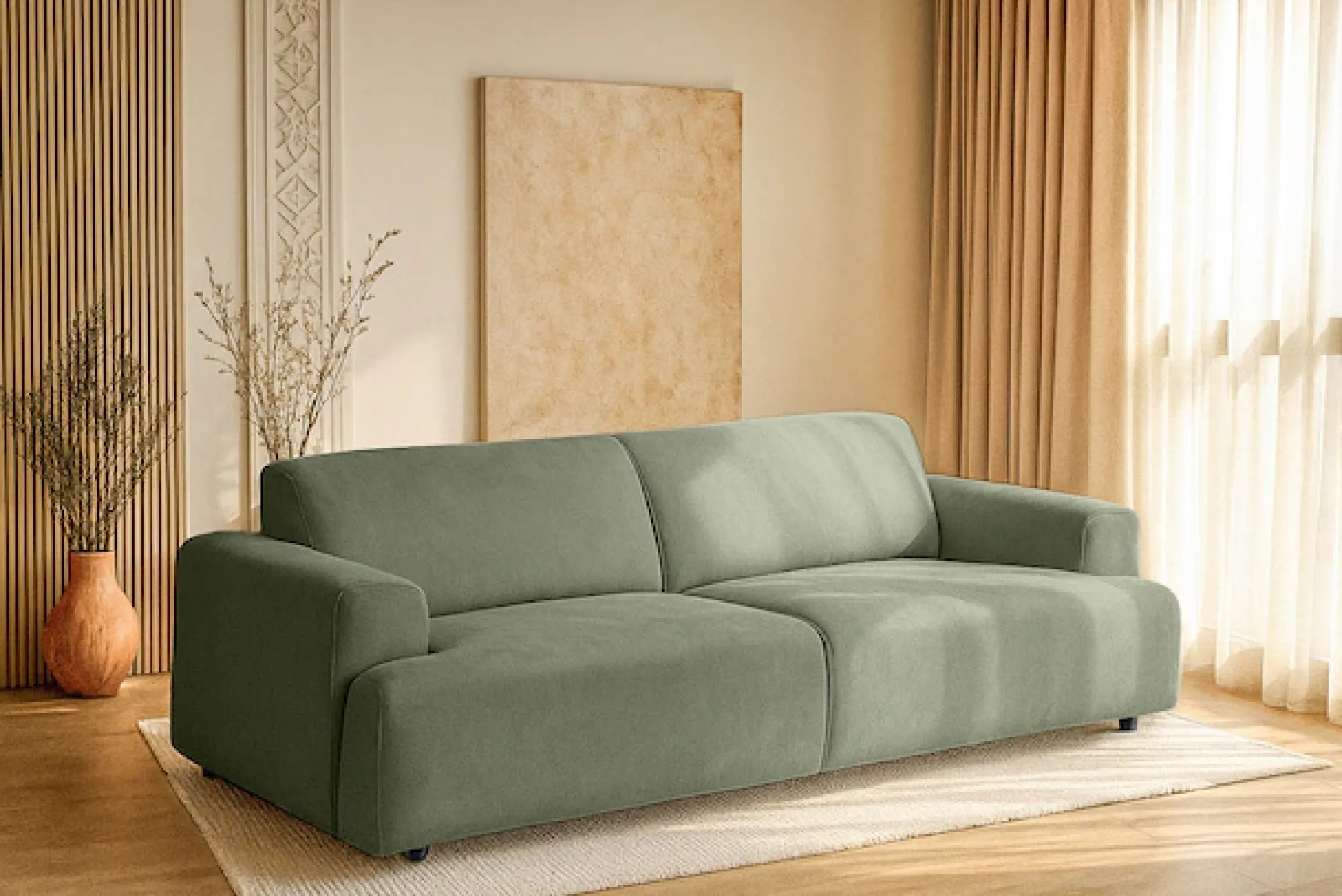 OTTO home 3-Sitzer »Linkka, Breite 237 cm« in einem weichen Chenille-Stoff, mit Wellenunterfederung