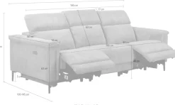OTTO home 3-Sitzer »LUND Cord, B. 222cm, manuelle/elektrische Relaxfunktion in 2 Sitzen,« (links/rechts), USB-A bei elektrischer Ausführung, Kopfteilverstellung