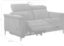 OTTO home 2-Sitzer »LUND Cord, 160 cm, manuelle o. elektrische Relaxfunktion« manuell od. elektrisch (m.USB-A), Federkern und Kopfteilverstellung