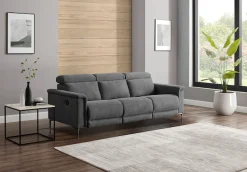 OTTO home 3-Sitzer »LUND,Struktur-Bezug, 222 cm, man. o. elektr. Relaxfunktion in 2 Sitzen« (links/rechts), USB-A bei elektrischer Ausführung, Kopfteilverstellung