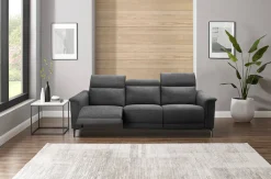 OTTO home 3-Sitzer »LUND,Struktur-Bezug, 222 cm, man. o. elektr. Relaxfunktion in 2 Sitzen« (links/rechts), USB-A bei elektrischer Ausführung, Kopfteilverstellung