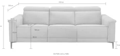 OTTO home 3-Sitzer »LUND,Struktur-Bezug, 222 cm, man. o. elektr. Relaxfunktion in 2 Sitzen« (links/rechts), USB-A bei elektrischer Ausführung, Kopfteilverstellung