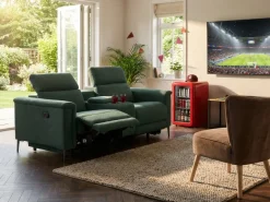 OTTO home 2-Sitzer »LUND, Struktur, Kinosofa, Relaxfunktion, TV-Sessel, man./elektrisch« Kopfteilverstellung, Getränkefachhalter, Staufach, wahlweise USB A/C