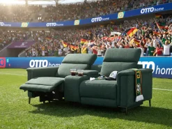 OTTO home 2-Sitzer »LUND, Struktur, Kinosofa, Relaxfunktion, TV-Sessel, man./elektrisch« Kopfteilverstellung, Getränkefachhalter, Staufach, wahlweise USB A/C