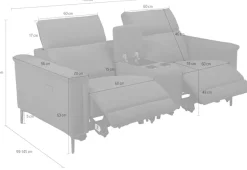 OTTO home 2-Sitzer »LUND, Struktur, Kinosofa, Relaxfunktion, TV-Sessel, man./elektrisch« Kopfteilverstellung, Getränkefachhalter, Staufach, wahlweise USB A/C