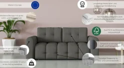 OTTO home 2-Sitzer »Manilla, trendige Steppung, 2 Rückenkissen, B/T/H 195/107/91 cm« mit Wellenunterfederung, in verschiedenen Materialien und Farben