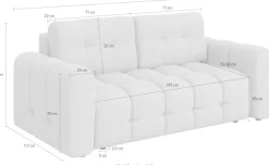 OTTO home 2-Sitzer »Manilla, trendige Steppung, 2 Rückenkissen, B/T/H 195/107/91 cm« mit Wellenunterfederung, in verschiedenen Materialien und Farben