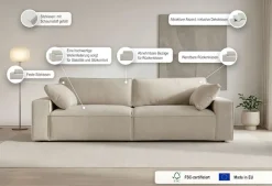 OTTO home 3-Sitzer »Mittell, Chenille« Breite 245 cm, bodentief, extra Kissen inkl., tiefe Sitzfläche