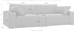 OTTO home 3-Sitzer »Mittell, Chenille« Breite 245 cm, bodentief, extra Kissen inkl., tiefe Sitzfläche