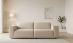 OTTO home 3-Sitzer »Naddine« B. 228 cm, Strukturstoff mit Mélange-Effekt, mit Wellenunterfederung