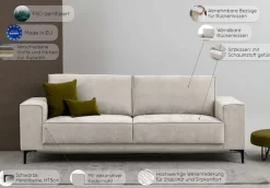 OTTO home 3-Sitzer »OLAND Chenille, Sofa, B: 224 cm, Skandi-Design« Struktur, Flachgewebe, Luxus-Microfaser, Boucle