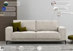 OTTO home 3-Sitzer »OLAND Flachgewebe, Sofa, B: 224 cm, Skandi-Design« Struktur, Flachgewebe, Luxus-Microfaser, Boucle