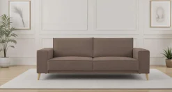 OTTO home 3-Sitzer »Oland Skandi, weicher Chenille-Stoff« 224 cm, Wellenunterfederung, Skandi-Design, Massivholzfüße