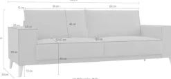 OTTO home 3-Sitzer »Oland Skandi, weicher Chenille-Stoff« 224 cm, Wellenunterfederung, Skandi-Design, Massivholzfüße