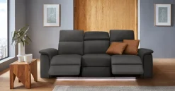 OTTO home 3-Sitzer »Pareli 229cm, manuelle u. elektr. Relaxfunktion in 2 Sitzen« USB, KT-Verstellung, LED Beleuchtung, in Echtleder, Kunstleder, Web