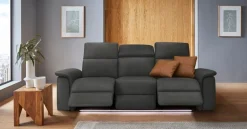OTTO home 3-Sitzer »Pareli 229cm, manuelle u. elektr. Relaxfunktion in 2 Sitzen« USB, KT-Verstellung, LED Beleuchtung, in Echtleder, Kunstleder, Web