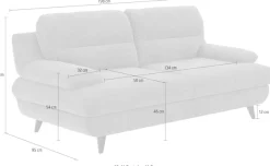 OTTO home 2,5-Sitzer »Pike, B: 198 cm, modernes Design, elegante Form« Metallfüße 12cm Bodenfreiheit, Wellenunterfederung mit PUR Schaum