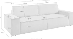 OTTO home 3-Sitzer »SHERWOOD Cord Schlafsofa (257cm)« Schlaffunktion mit Bettkasten (ca. 136/200cm)