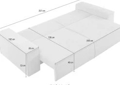 OTTO home 3-Sitzer »SHERWOOD Cord Schlafsofa (257cm)« Schlaffunktion mit Bettkasten (ca. 136/200cm)