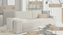 OTTO home 3-Sitzer »SHERWOOD Cord Schlafsofa (257cm)« Schlaffunktion mit Bettkasten (ca. 136/200cm)