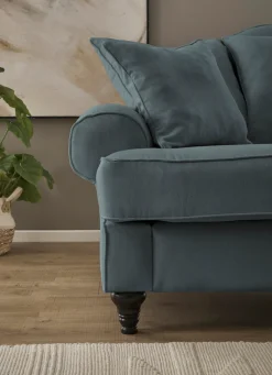 OTTO home 2-Sitzer »Westminster, Sofa im Landhausstil, Couch mit Zierkissen« Federkern-Polsterung, gedrechselter Fuß, hochwertiger Microfaserbezug