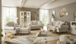 OTTO home 2-Sitzer »Westminster, Sofa im Landhausstil, Couch mit Zierkissen« Federkern-Polsterung, gedrechselter Fuß, hochwertiger Microfaserbezug