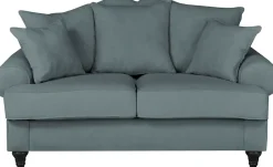 OTTO home 2-Sitzer »Westminster, Sofa im Landhausstil, Couch mit Zierkissen« Federkern-Polsterung, gedrechselter Fuß, hochwertiger Microfaserbezug